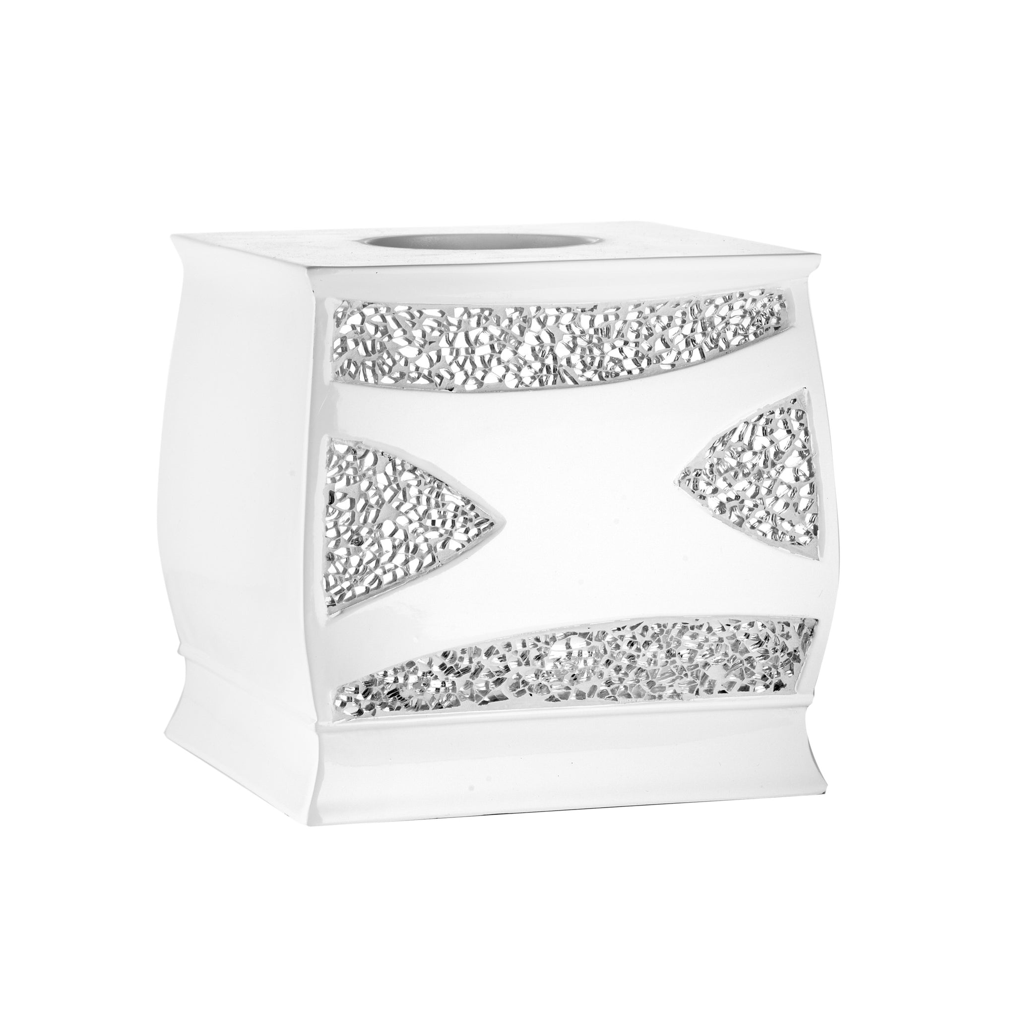 Sinatra Fabric Bath Collection White - Tissue Box 6x6x7- Marburn Curtains